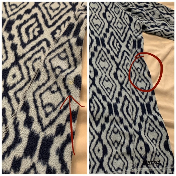 123 Marmot blue diamond print fleece quarter zip pullover sweater small - Picture 4 of 6